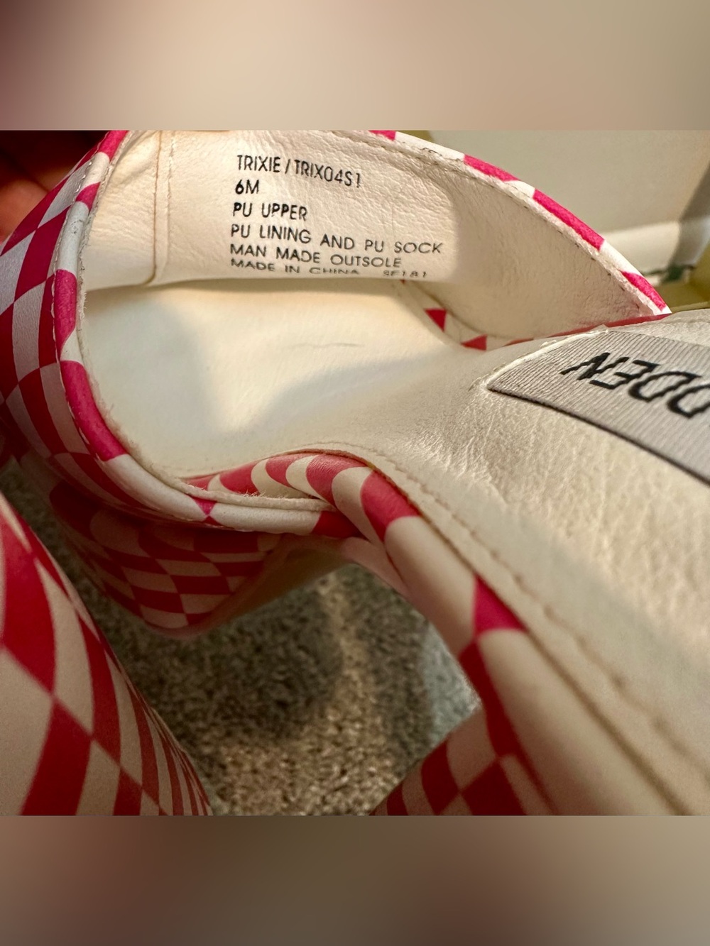 Steve Madden Trixie Platform Sandals Block Heel Pink/White Checkered Size 6 - Picture 6 of 7